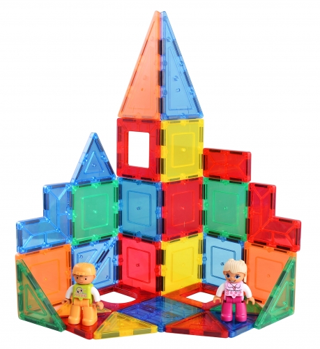 60 Pcs Eco--friendly Educational Free Play Magnetic Tiles