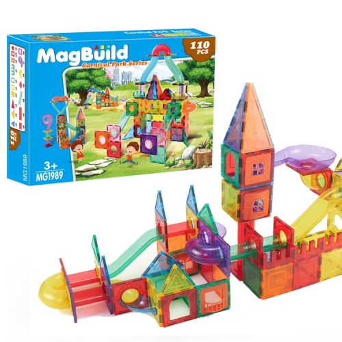 110 Pcs Educational Free Play Magnetic Marble Run for Kids Park Series Blocks
