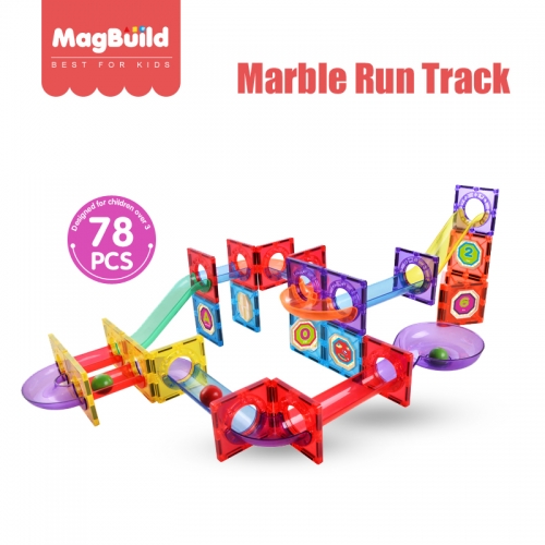 Marble run set magnetic tiles toy for kids